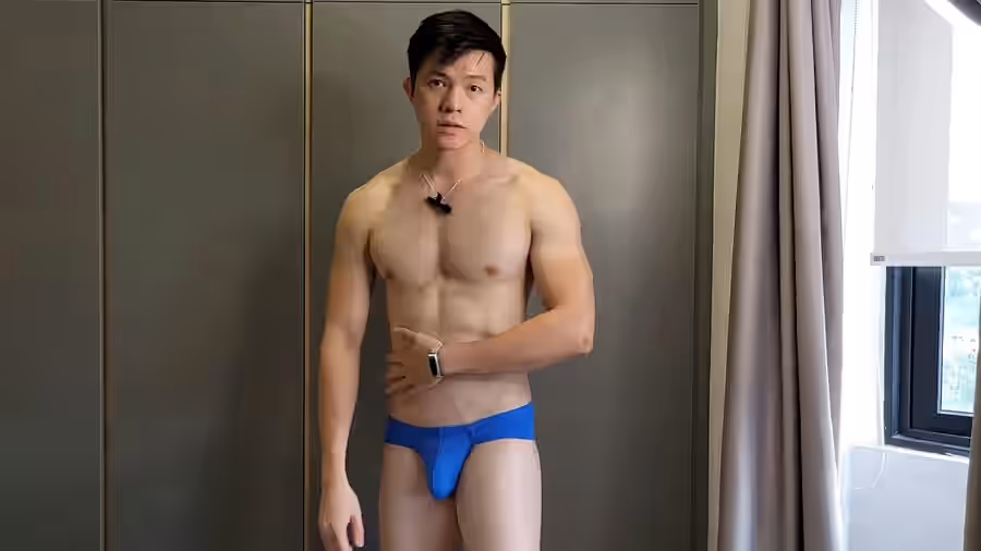Trying on underwear with a handsome guy