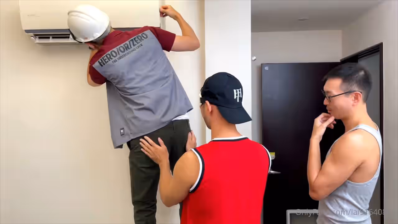 The AC worker gets gangbanged